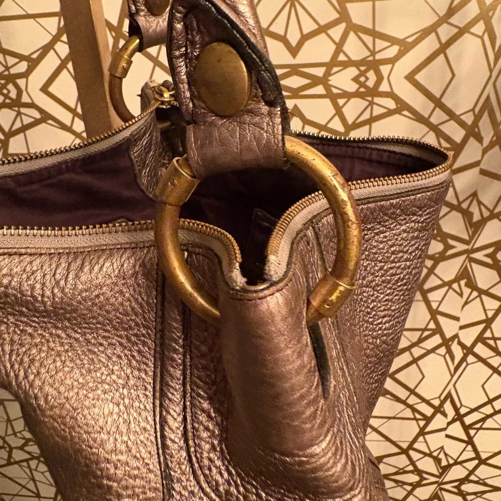 Kenneth Cole Leather Hobo Bag, Pewter - Image 7