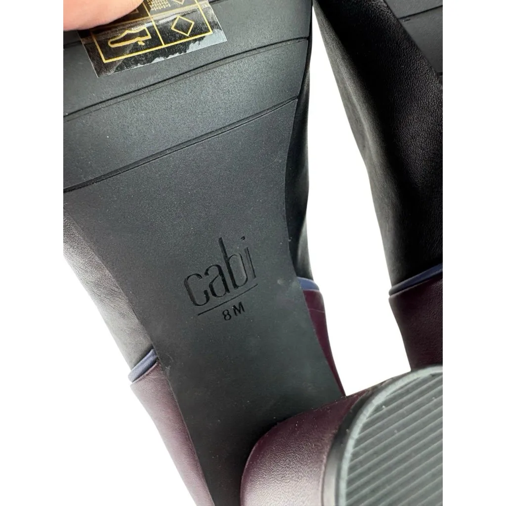 *Cabi Bisset Ankle Boots Womens 8 Heeled Color Block Black Burgundy Leather-6004 - Image 14