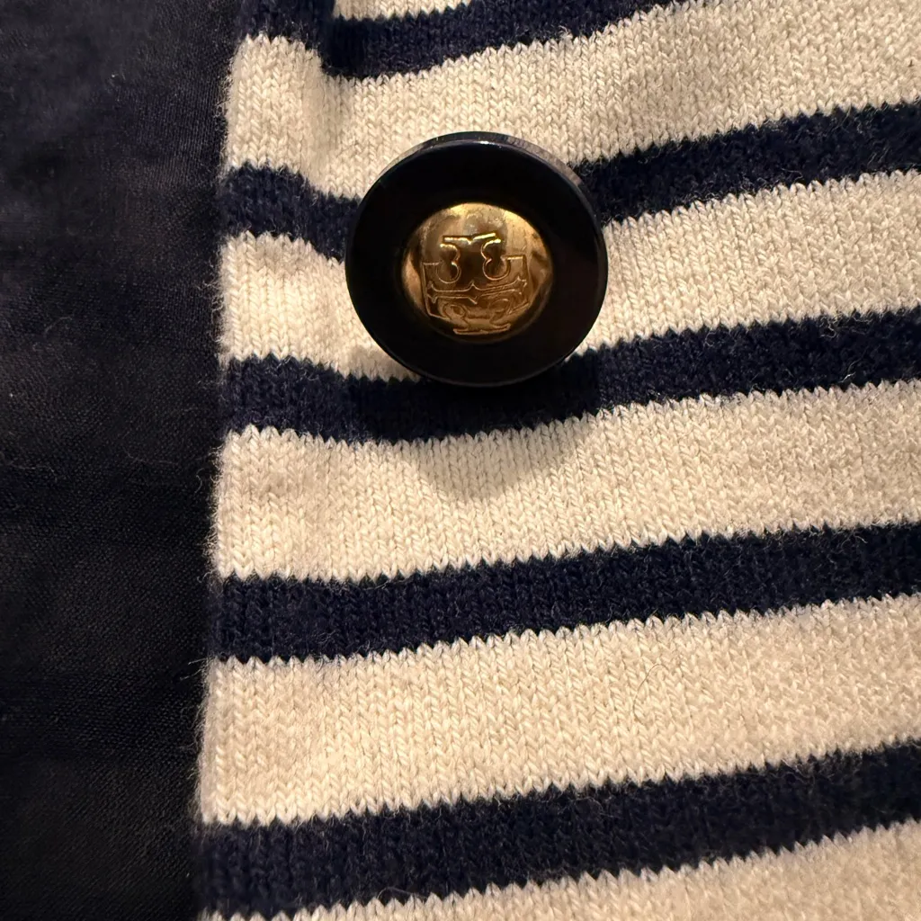 Tory Burch Navy and White Striped Blazer - Image 4