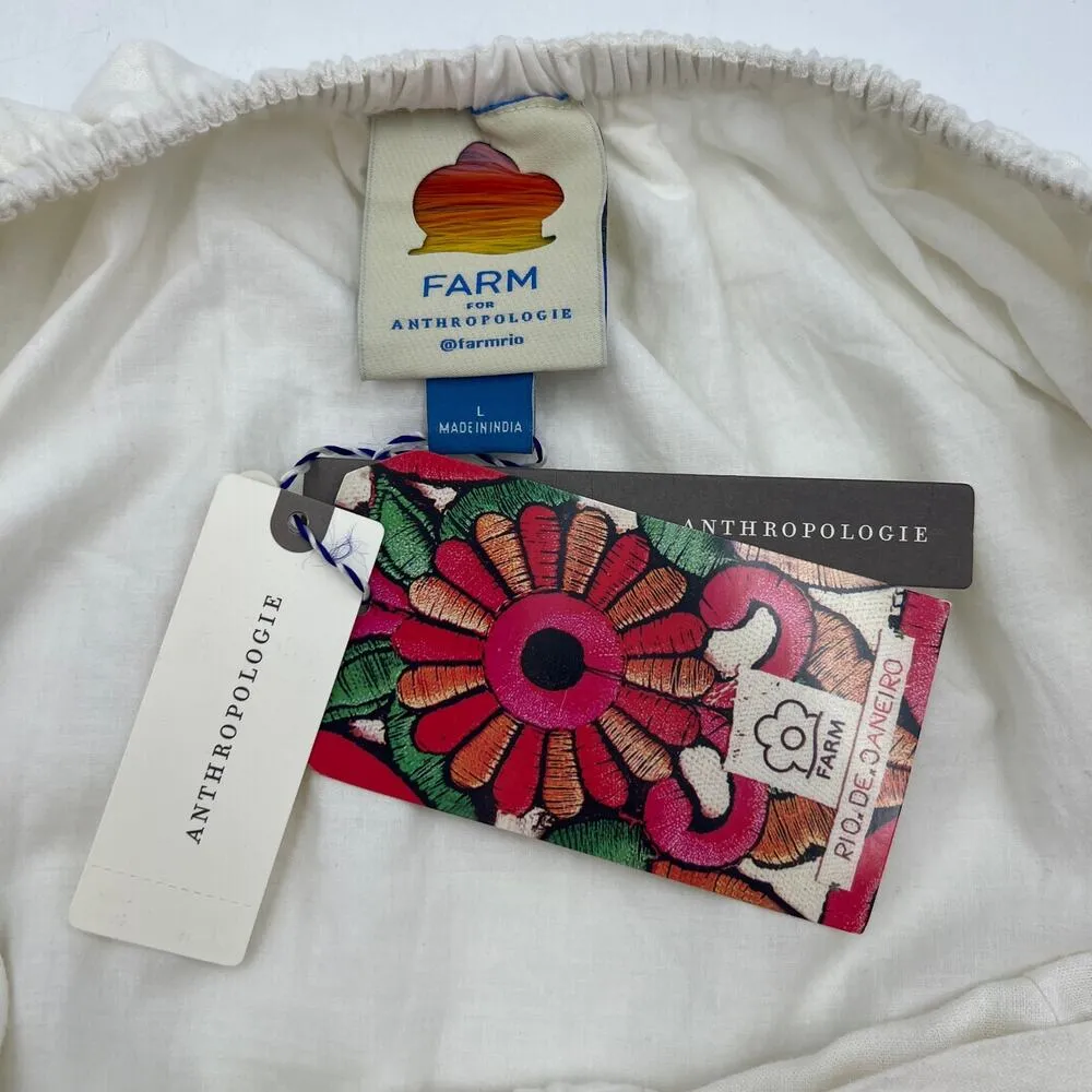 Anthropologie Farm Rio Embroidered Halter Maxi Dress Tassel Ties - Image 3