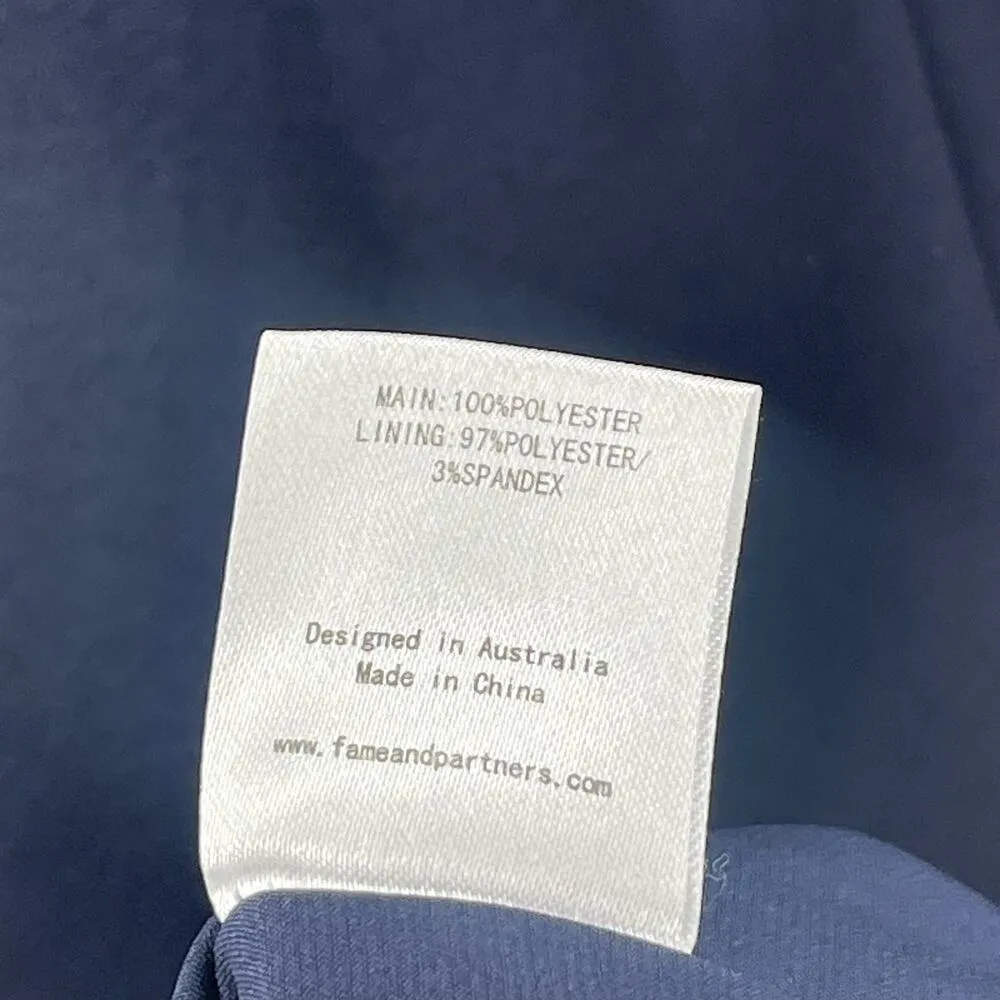 FAME AND PARTNERS Dress Size 0 Maxi Gown Navy Side Slit Buttons Evening NWT - Image 14