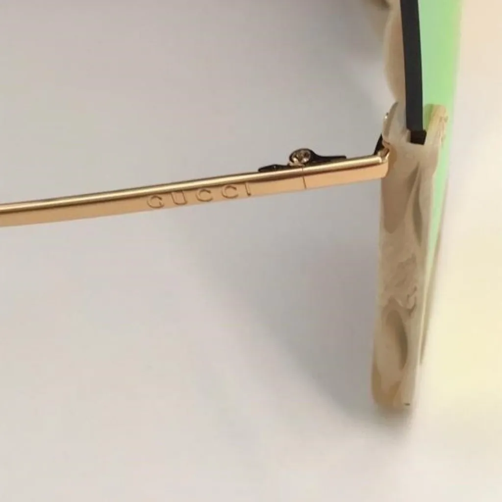 Gucci GG0540S 004 Beige Oversized Shield Sunglasses Orange Mirror - Image 8