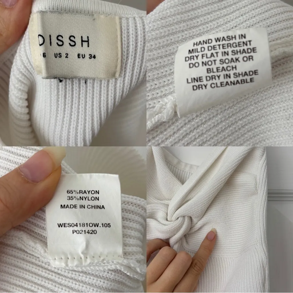 DISSH Anika Twisted White Strapless Knit Tank Top - Image 6