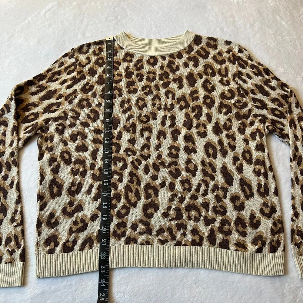 a new day Leopard Knit Sweater Size Large Boho Soft Cozy Cottagecore Crewneck - Image 11