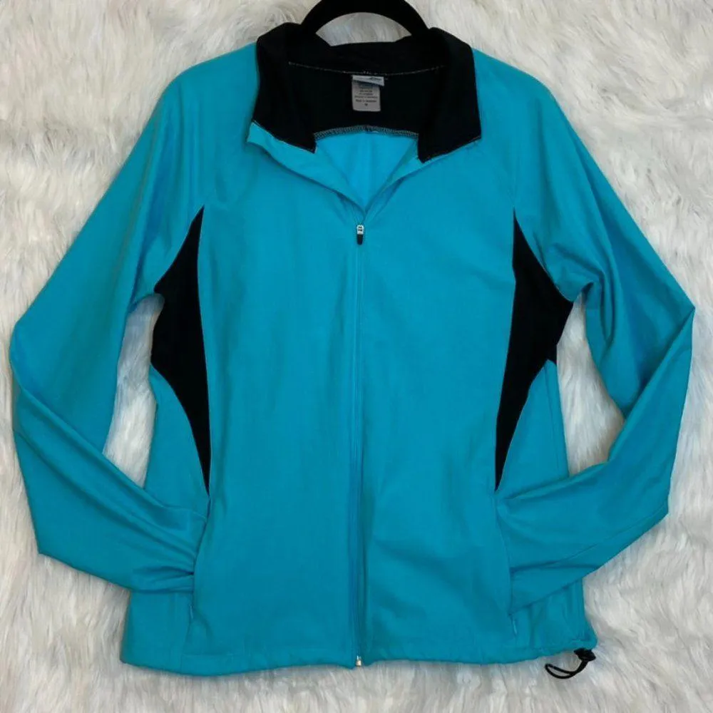C9 by Champion Windbreaker Jacket Mesh Vent Turquoise Black Medium Full Zip Jack Blue - Image 11