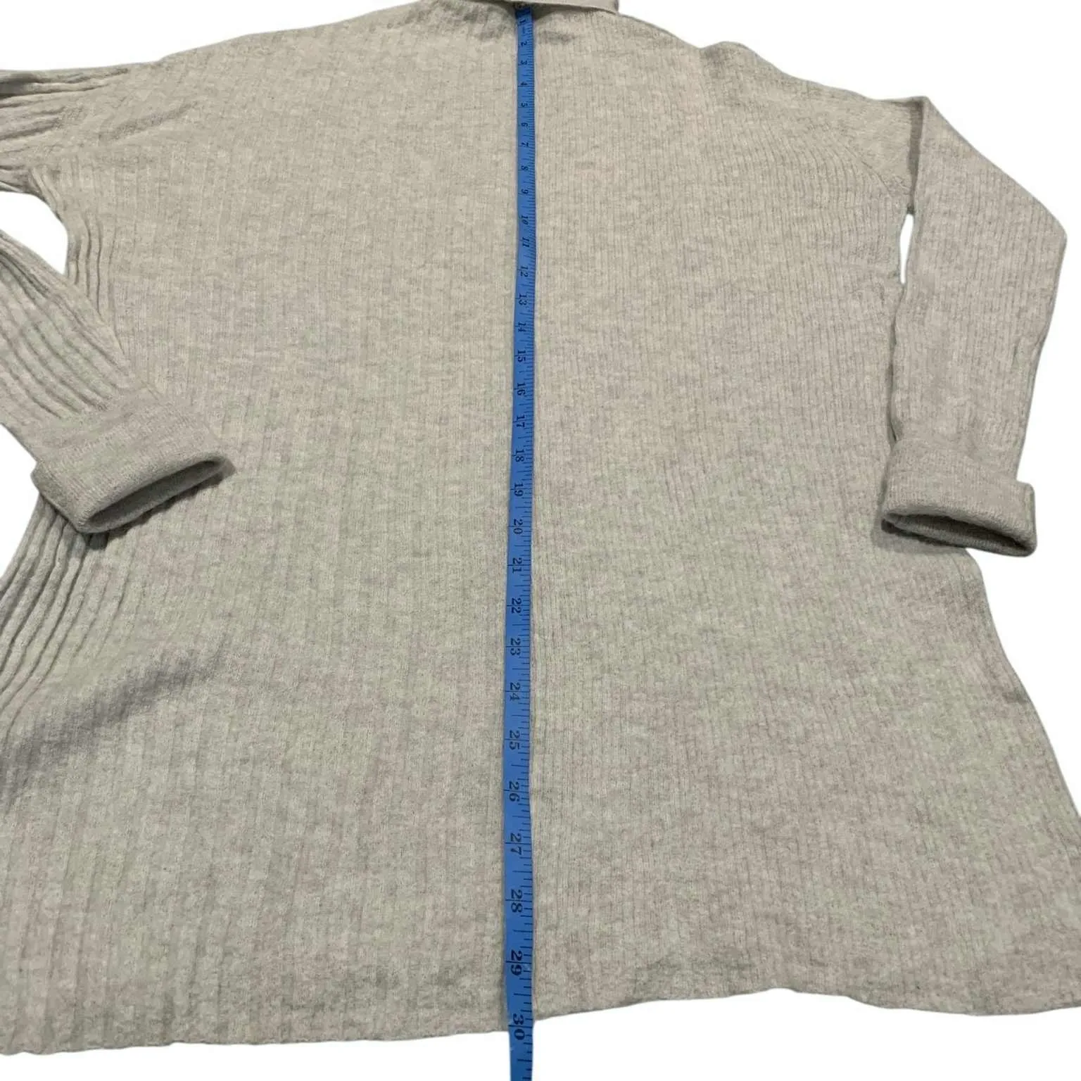 ​HELMUT LANG Baby Alpaca Ribbed Turtleneck Tunic Sweater Dress Gray Cozy Soft M - Image 7