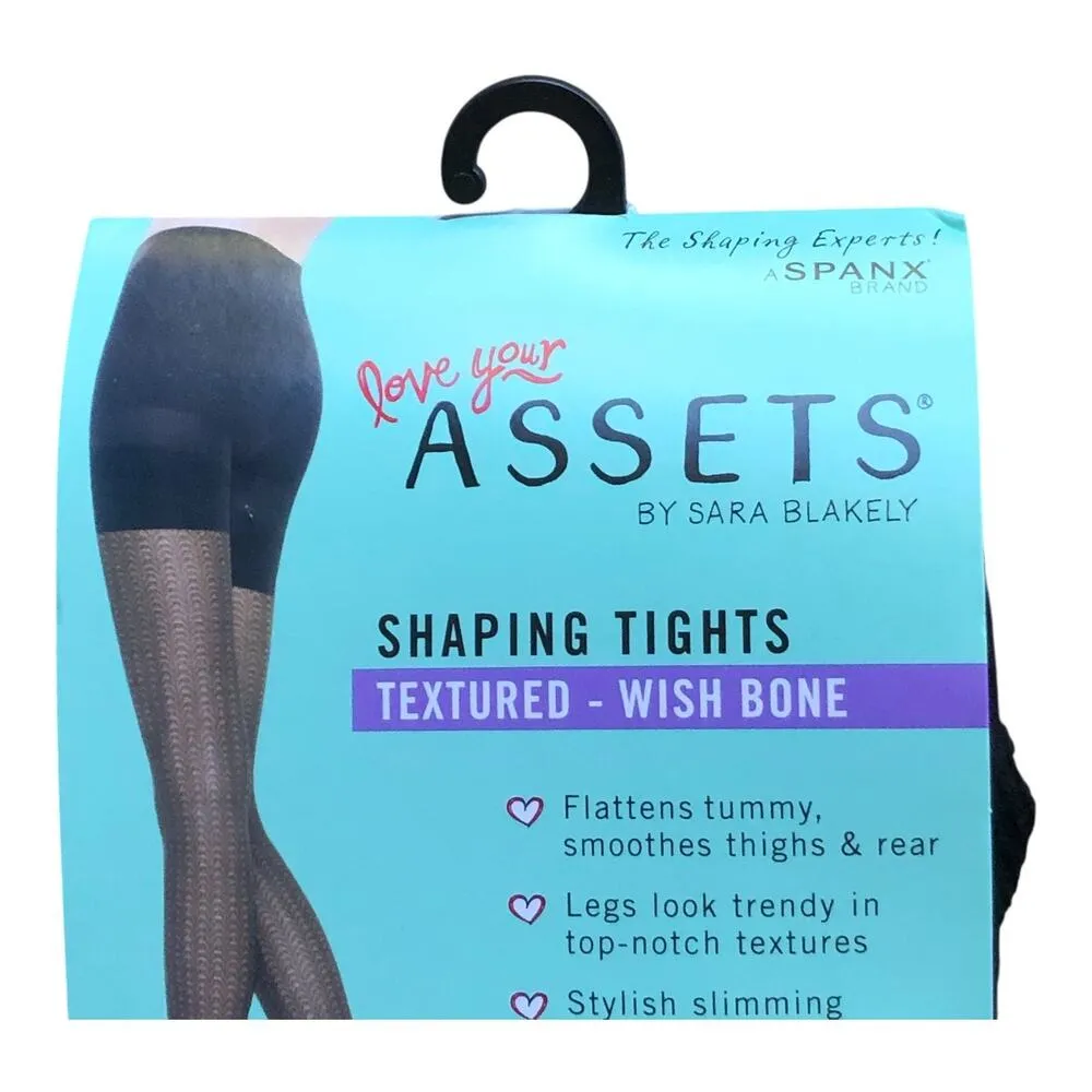 2 Prs Spanx Assets Sara Blakely Textured Wish Bone Shaping Tights Black Size 2 - Image 6