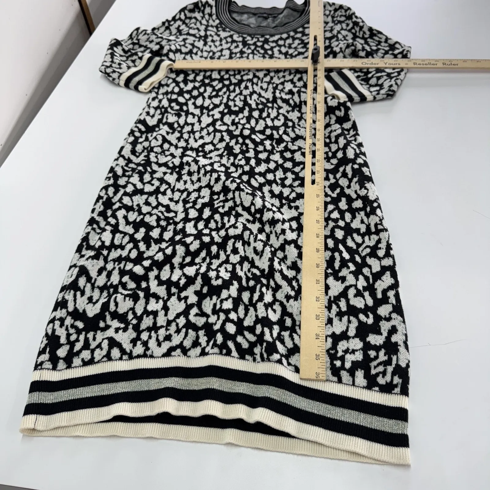 Yest Sweater Dress Womens Size‎ 4 US Animal Print Knit Long Sleeve Pullover Black - Image 5