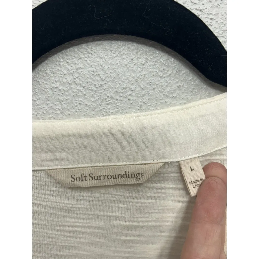 Soft Surroundings Delia Mixed Button Front Tunic Top Size Large Lagenlook Basic - Image 8