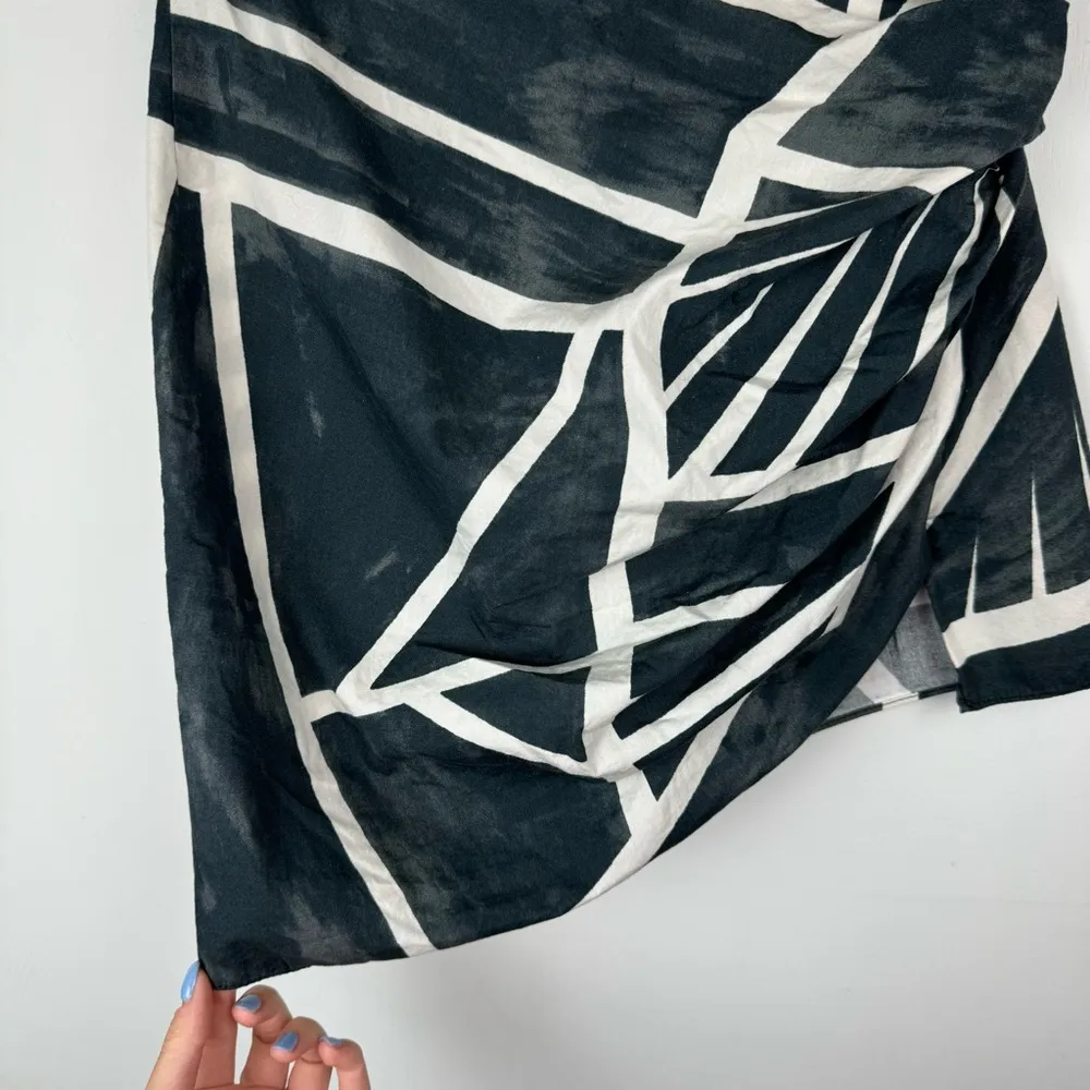 Zara Blogger Fav Draped Mini Skirt Sz XS Printed Asymmetrical Hem - Image 10