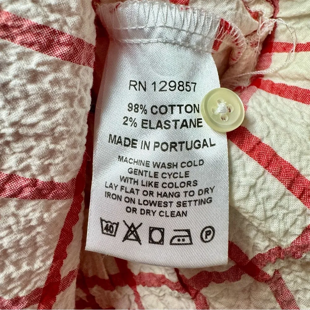 The Shirt by Rochelle Behrens Sleeveless Ruffled Windowpane Plaid Dress Small S Red - Image 7