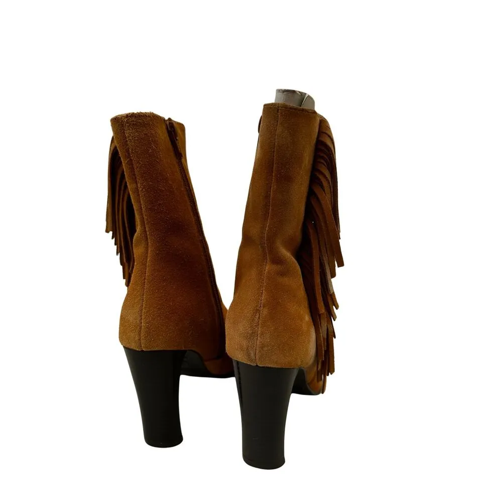 Vintage Predictions Suede Leather Fringe Boots Size 5 - Image 3