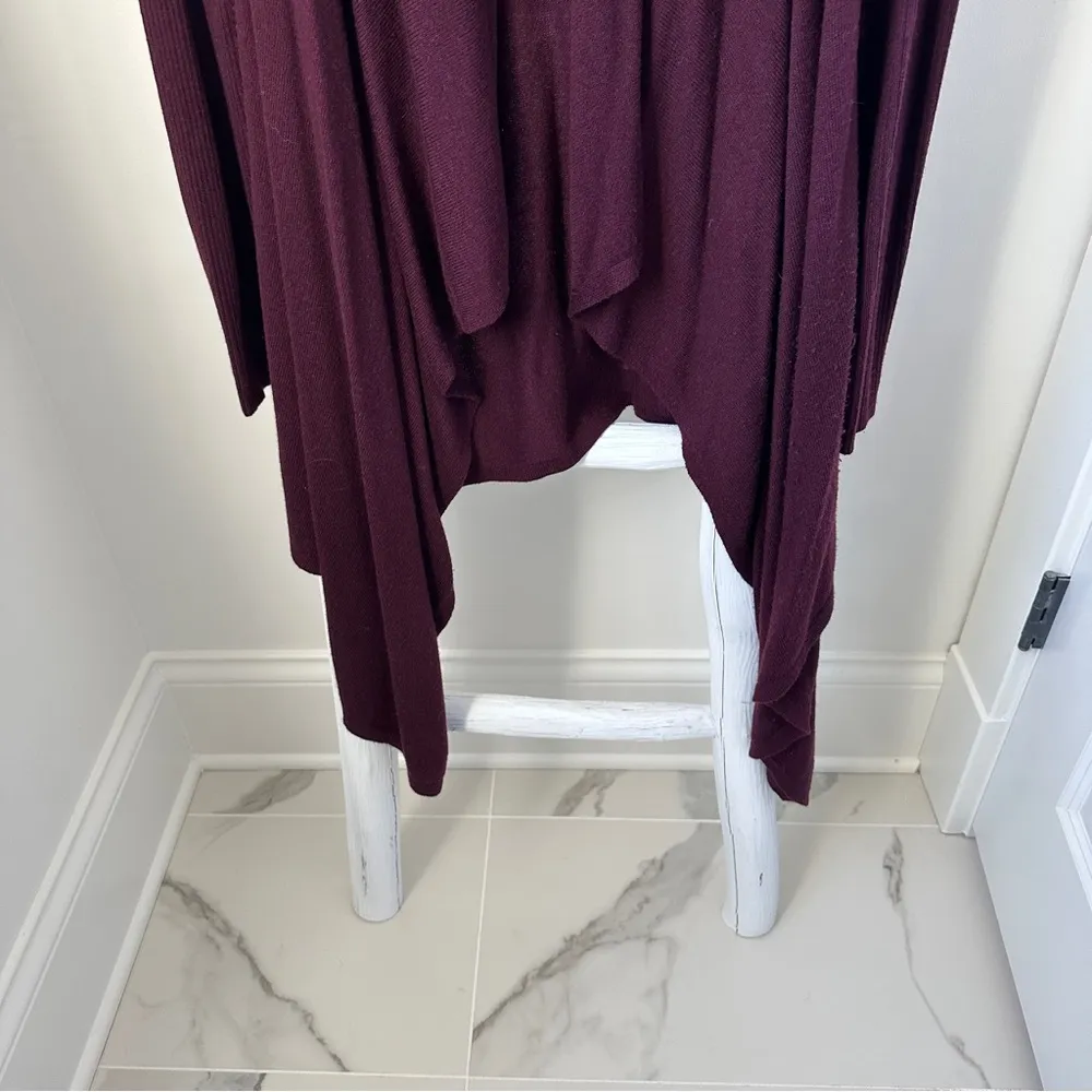 Drape Front Long Duster Lightweight Cardigan Burgandy SZ Medium - Image 8