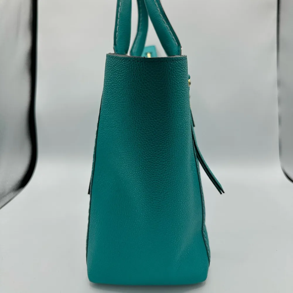 Henri Bendel A-Lister Satchel with Shoulder Strap in Turquoise Pebbled Leather - Image 11