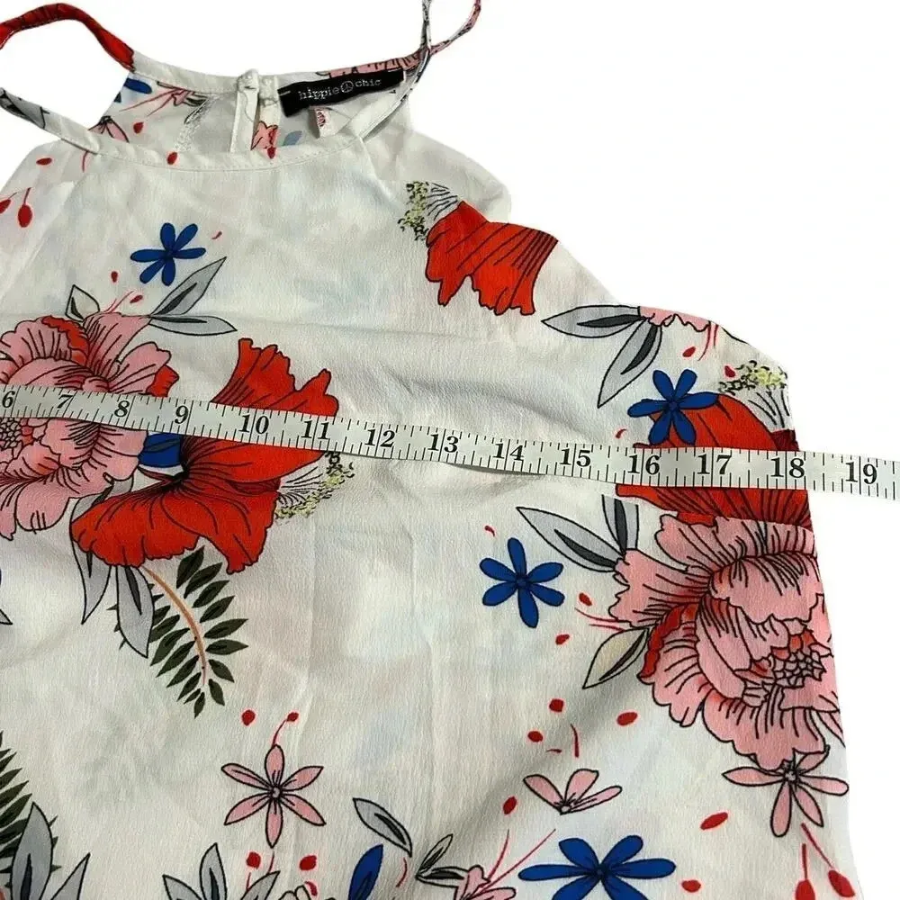 Hippie Chic Floral Sleeveless Blouse Size Small Flowy Feminine Vacation - Image 6