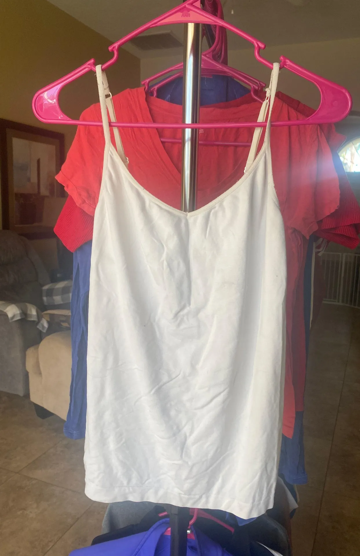 White Tank Top With Bra Attached  - Image 2