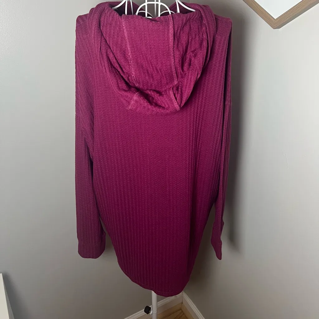 CHASER Waffle Thermal Sweatshirt Hoodie Size XL Sugar Plum Maroon Fall Outdoor - Image 4