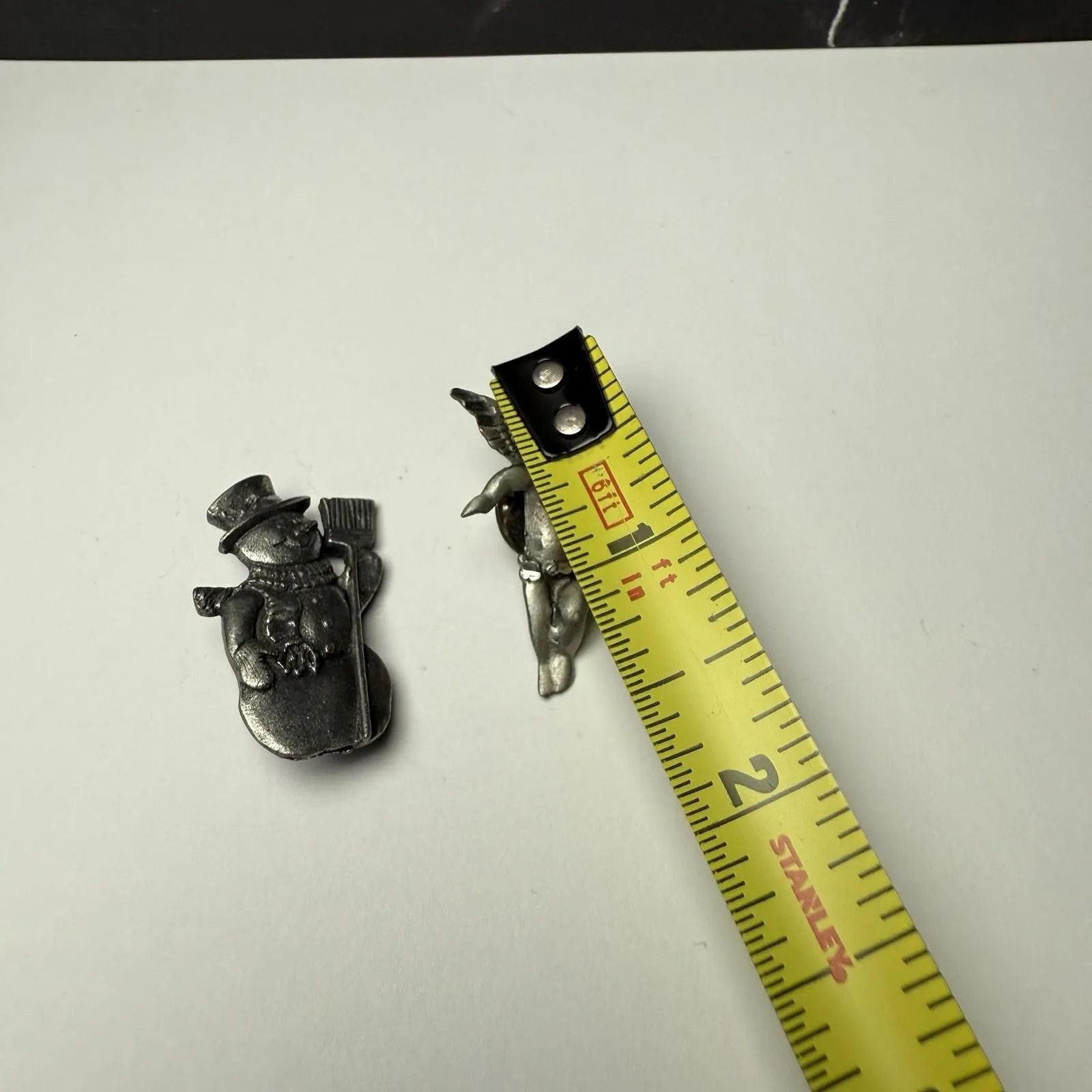 Cherub Angel / Snowman Lot Of 2 Tack Lapel Pin Pewter Tone Christmas Silver - Image 2