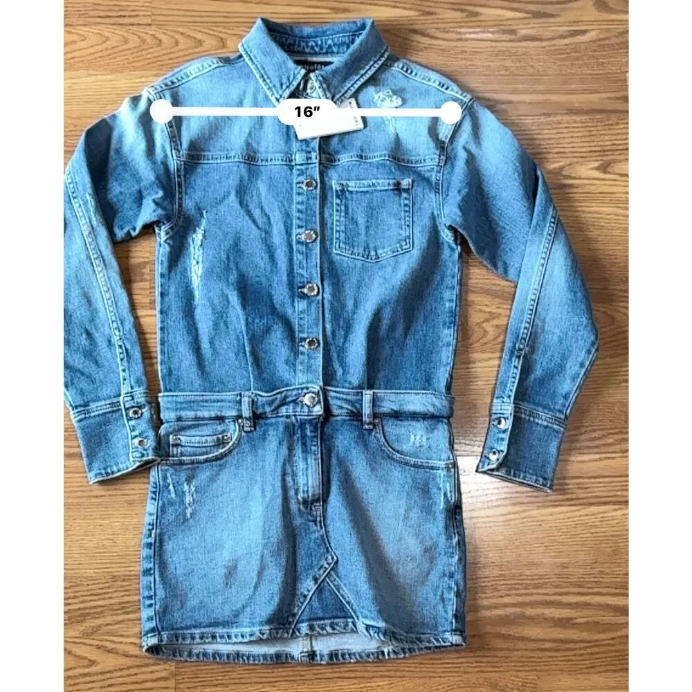 Retrofête River Denim Button-Front Mini Dress Size XS - Image 10