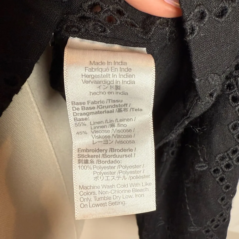 Madewell Long Sleeve Popover Top Black Eyelet Women's Size Medium New With Tags - Image 8