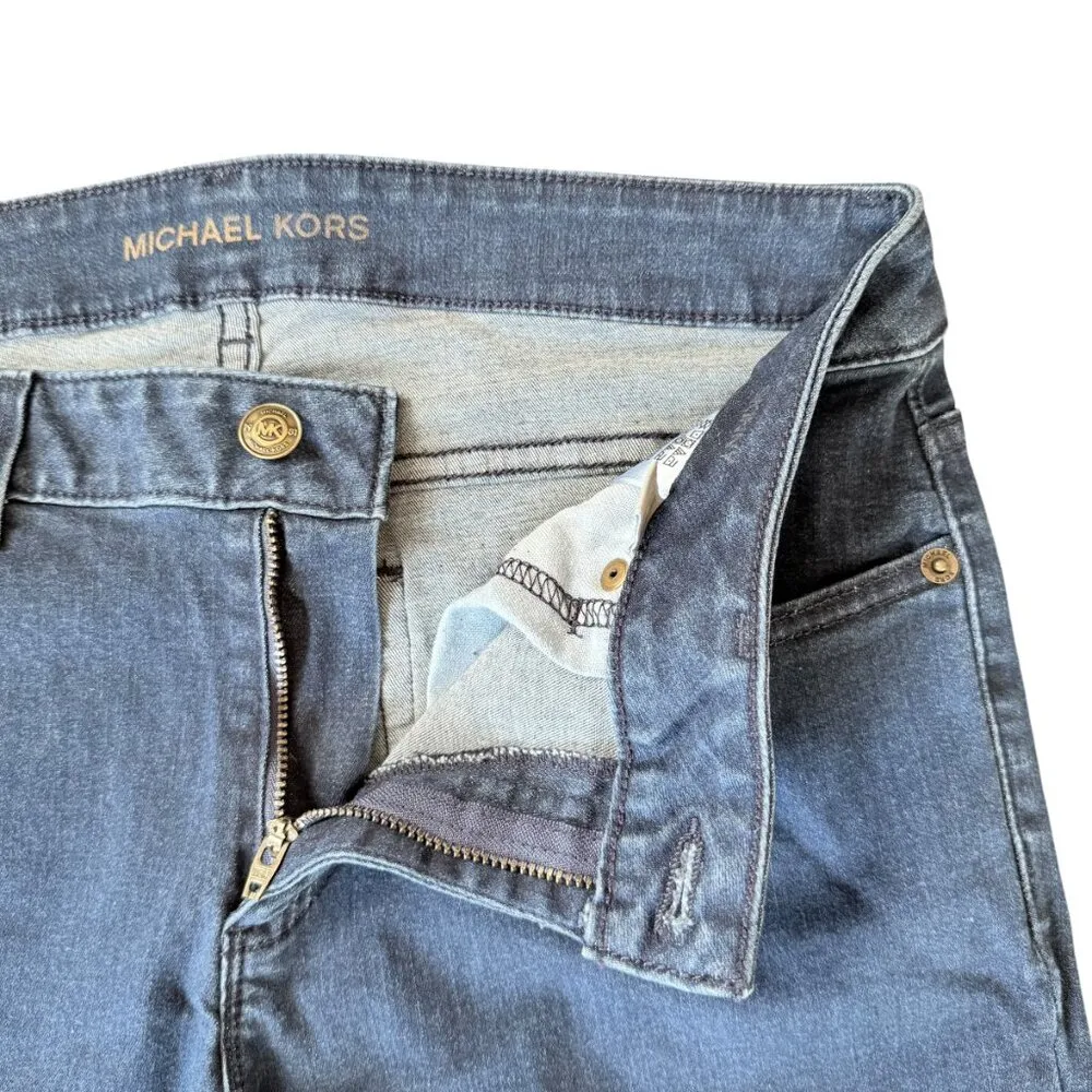 Michael Kors dark wash blue denim stretchy skinny five pocket jeans size 6 - Image 5