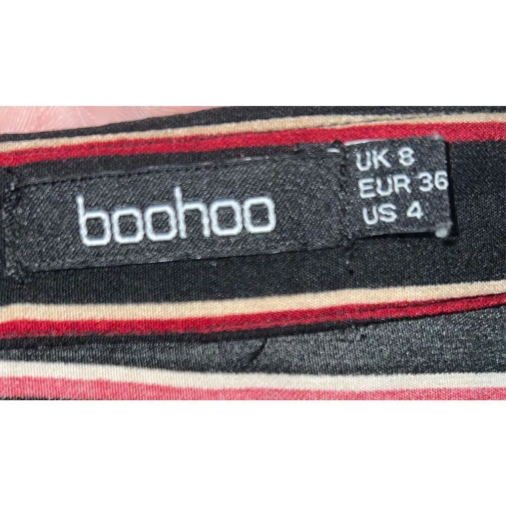 Boohoo Women’s Black Red Striped Button Down Oversized - Image 5