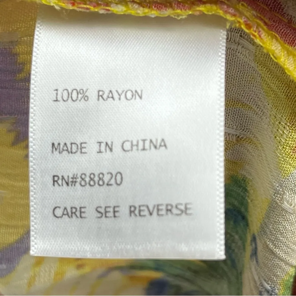 Christian Siriano Tiered Boho Tropical Midi Skirt Size Medium Yellow Toucan Bird - Image 3