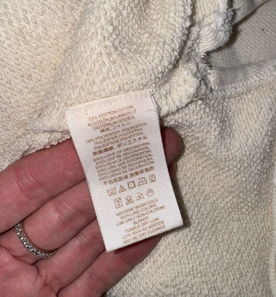 Free People Cream Oversized Sweatshirt Size XS/Small - Image 5