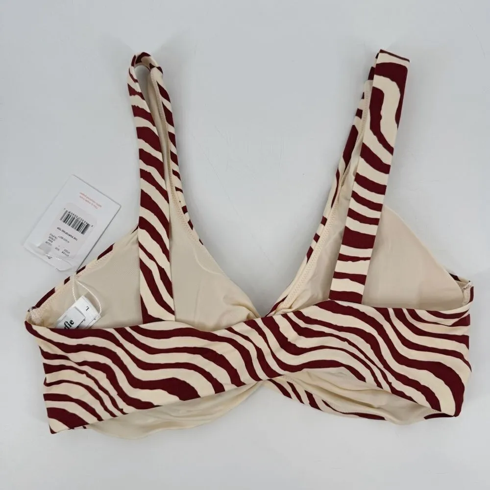 Andie The Portofino‎ Top Zebra Bias Stripe Truffle Bikini Twist Top New Lg - Image 3