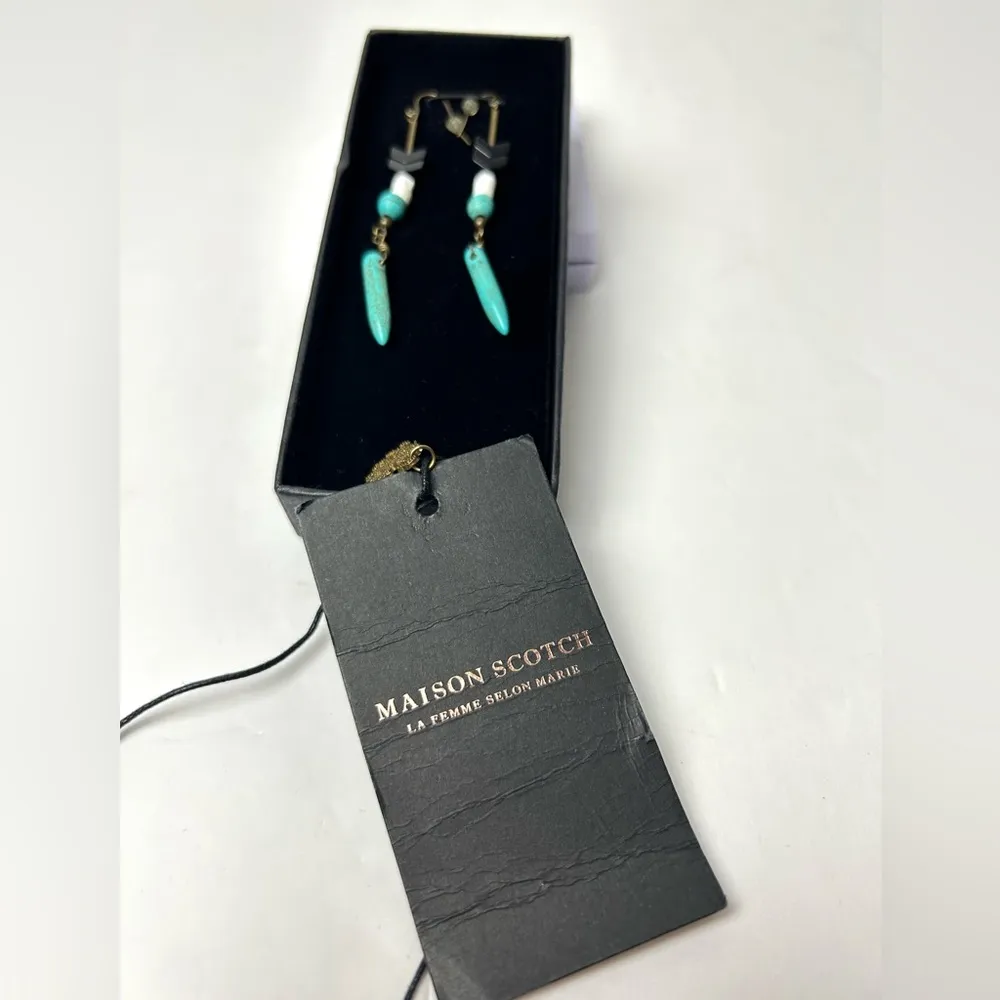 Maison Scotch Turquoise Dangle Earrings BNIB - Image 2