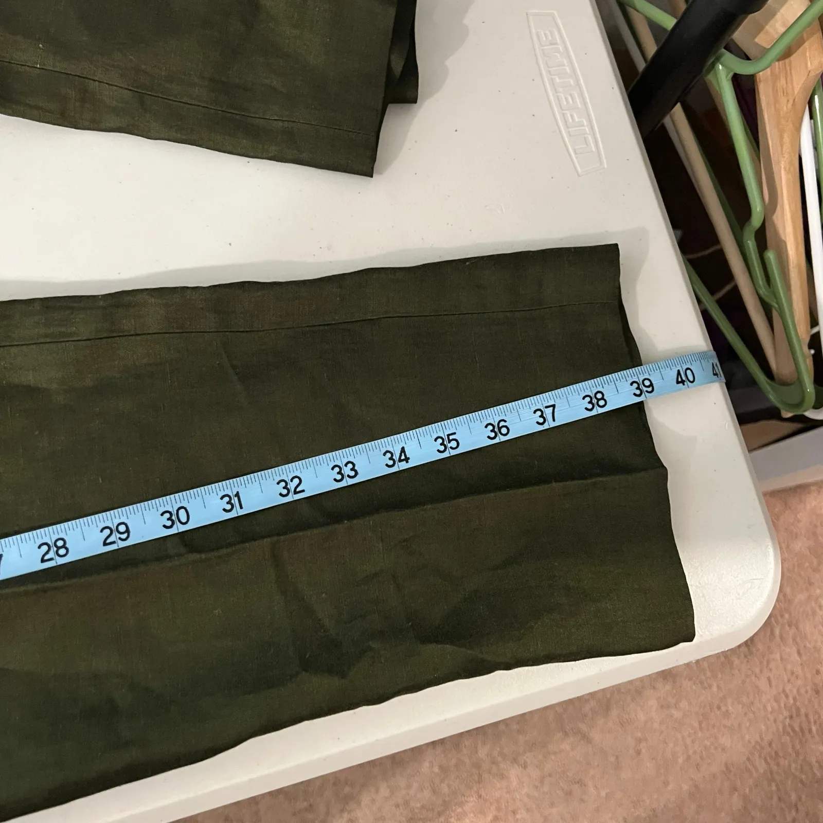 Kate Hill Dark Green Linen High Rise Relaxed Fit Trouser Pants Size 12 - Image 9