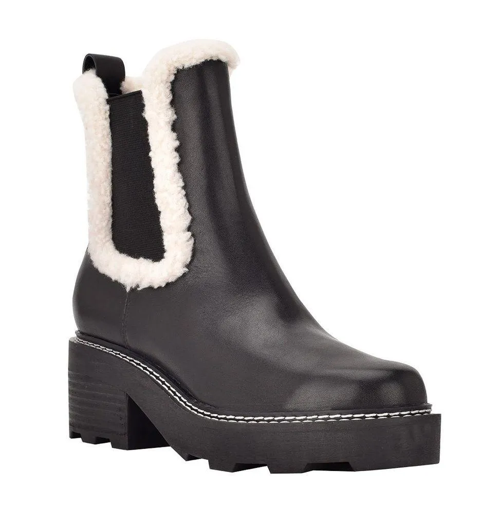 Calvin Klein Women’s Anissa Lug Sole Block Heel Cozy Faux Fur Chelsea Booties - Image 2