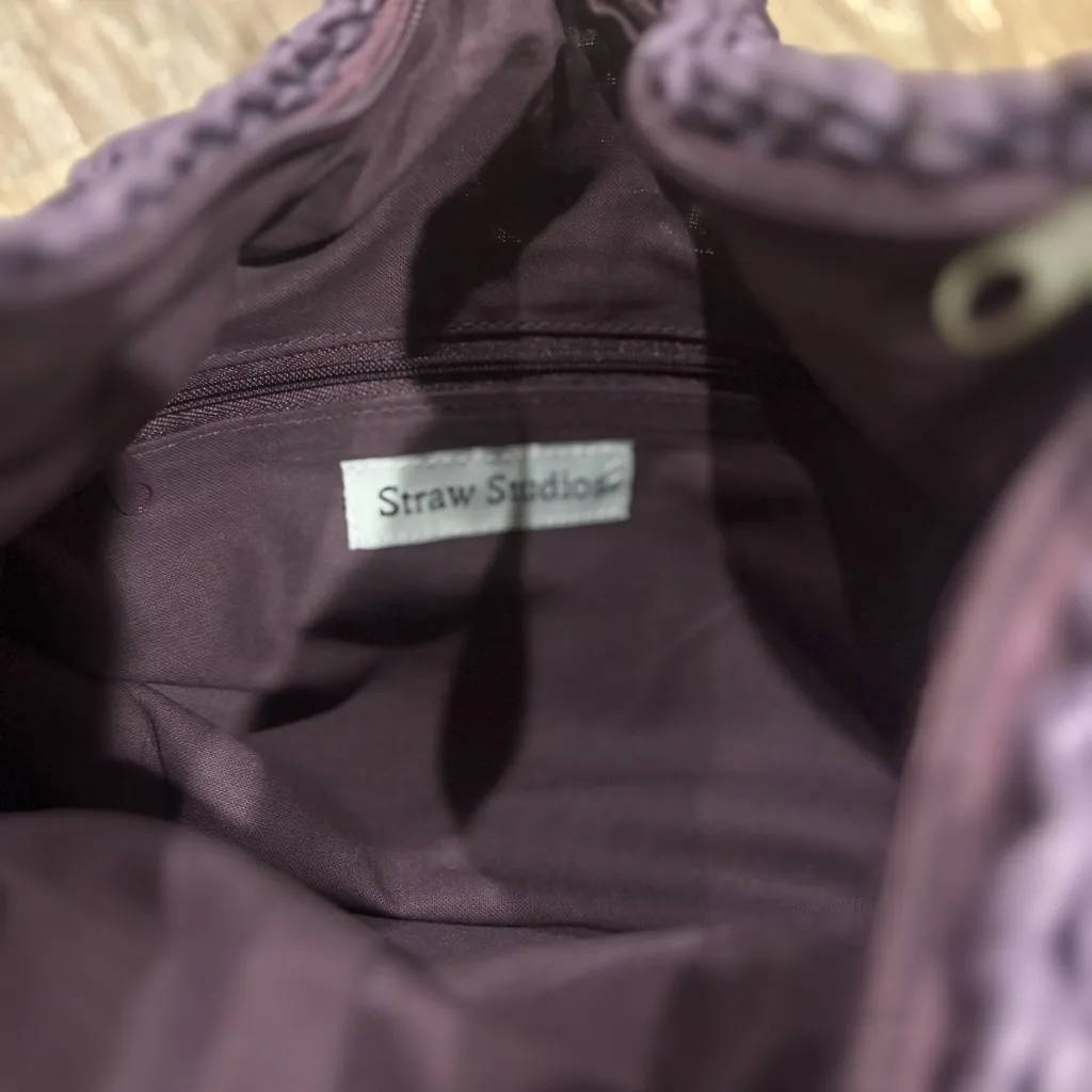 Straw Studios Deep Purple Woven Shoulder Bag / Hobo Tote - Image 4