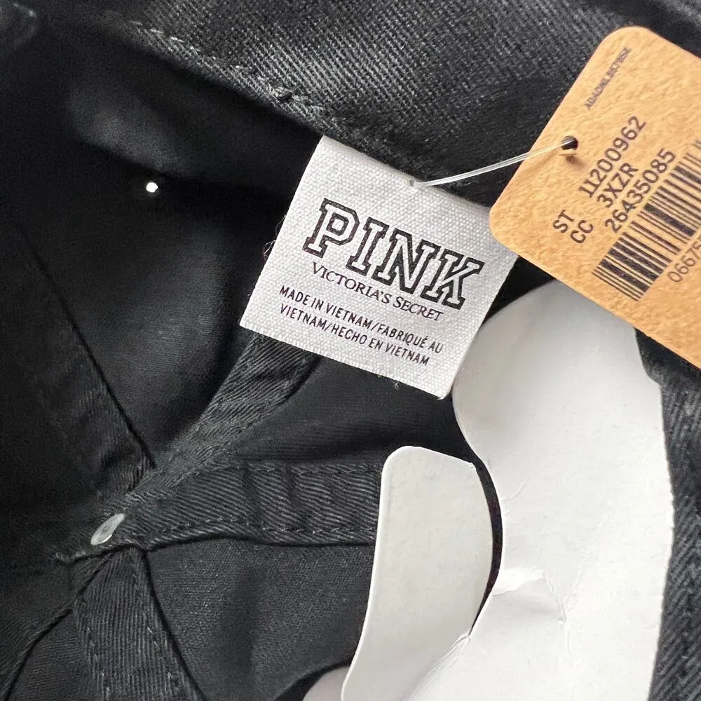 PINK Women’s Black Baseball Logo Hat NWT - Image 6