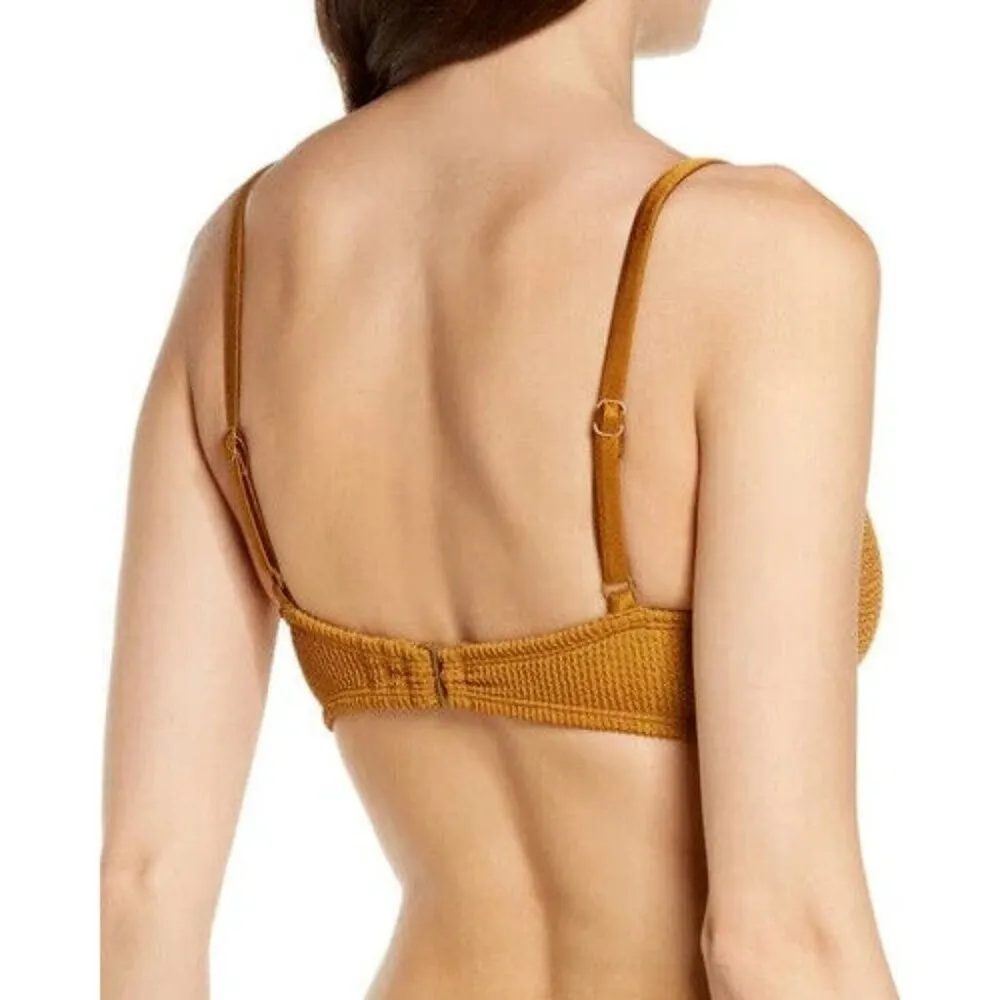 Good American Crinkle Always Fit Twist Bikini Top Textured Bronze Brown 6 US 3XL - Image 3