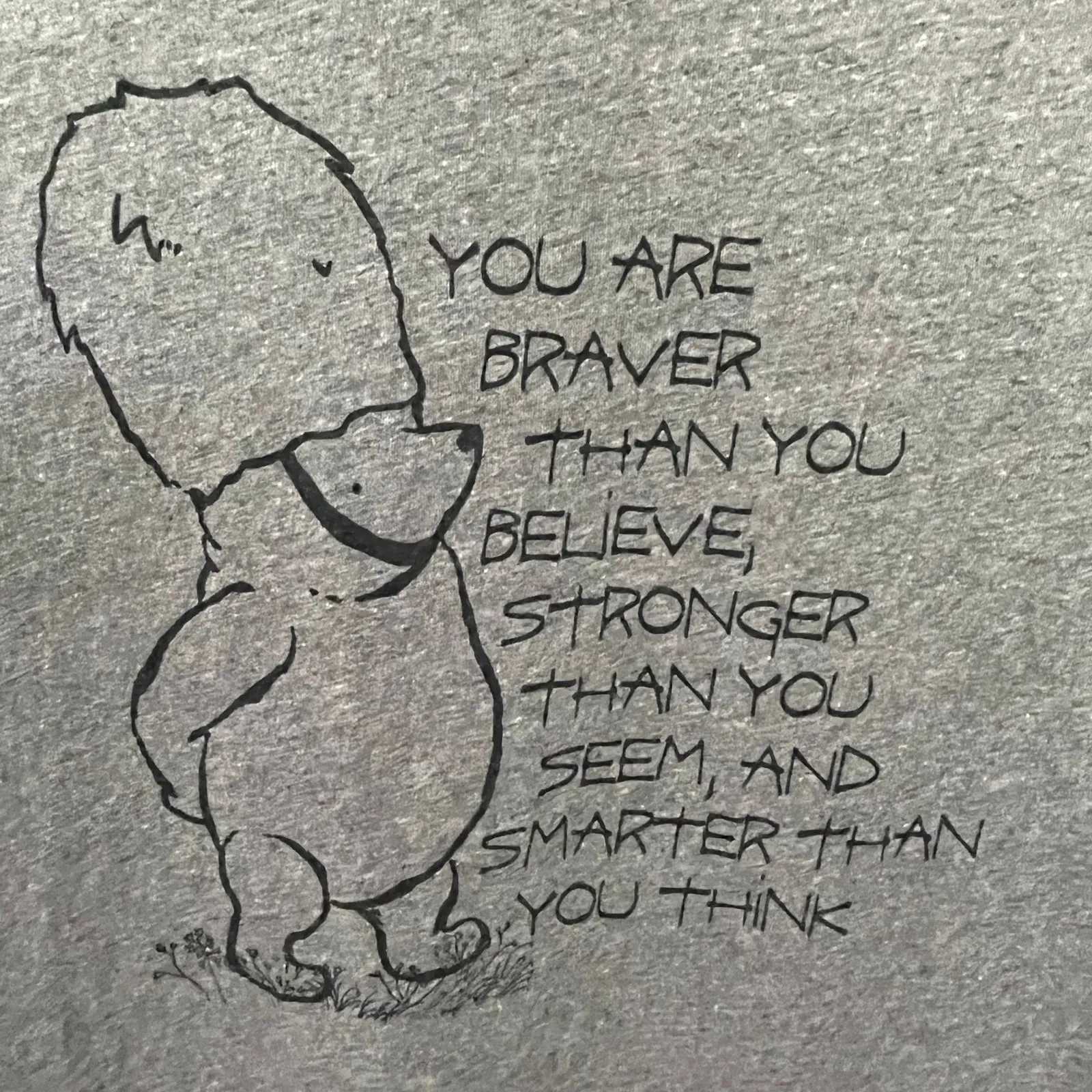 Disney Parks Winnie the Pooh Women Tee Top M Y2K Lace Back Quote Whimsical Cozy Gray Size M - Image 3