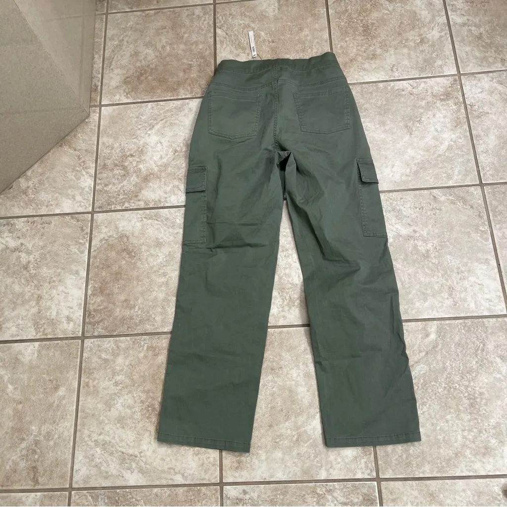 Women's ASOS Green Cargo Pleated Pants,‎ Size 4, NWt STRETCH WAIST military - Image 2
