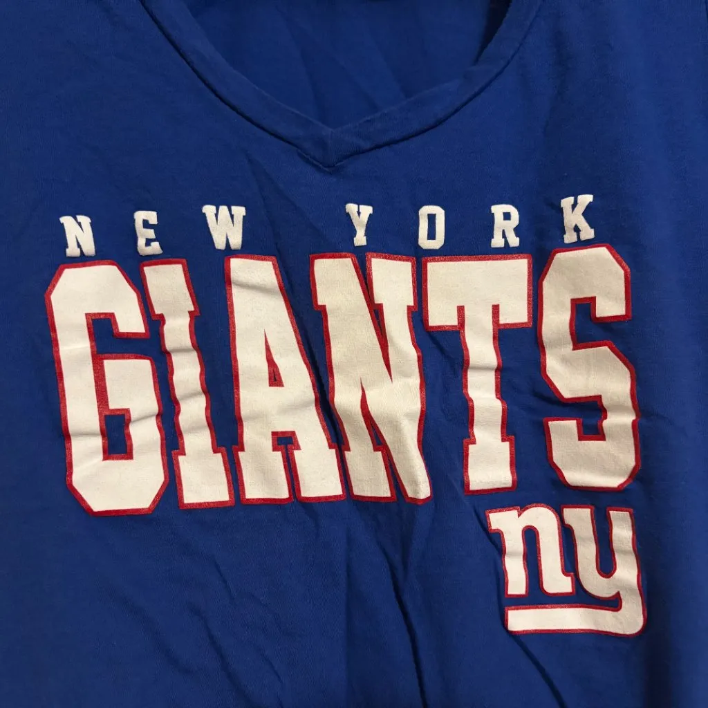 New York Giants T Shirt Women's Small Blue Short Sleeve V Neck NFL Team Apparel - Image 2