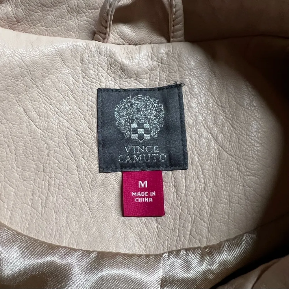 Vince Camuto Blush Pink Faux Leather Moto Jacket Apricot Cream Size Medium NWT - Image 5