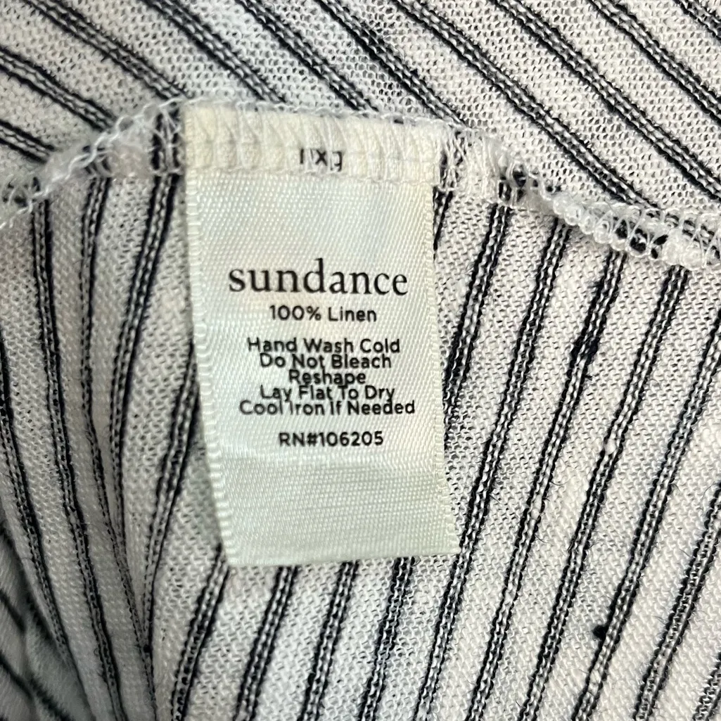Sundance Mary Kate 100% Linen Raw Center Seam Striped Tank Size Petite XS Gray - Image 3