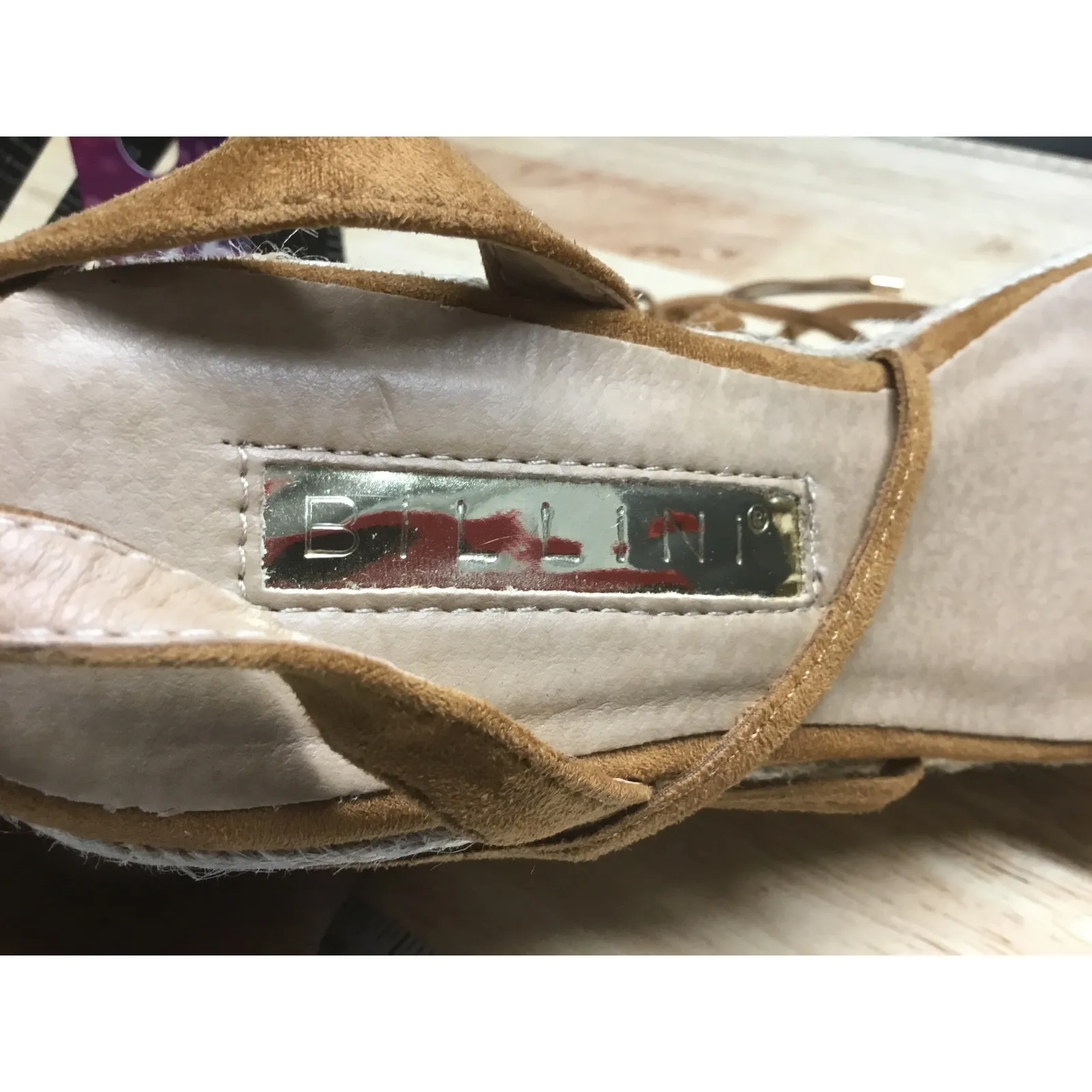 Billini Platform Sandals Women's 5 Tan Suede Strappy Wedge Heel Open Toe Casual Size 6 - Image 7