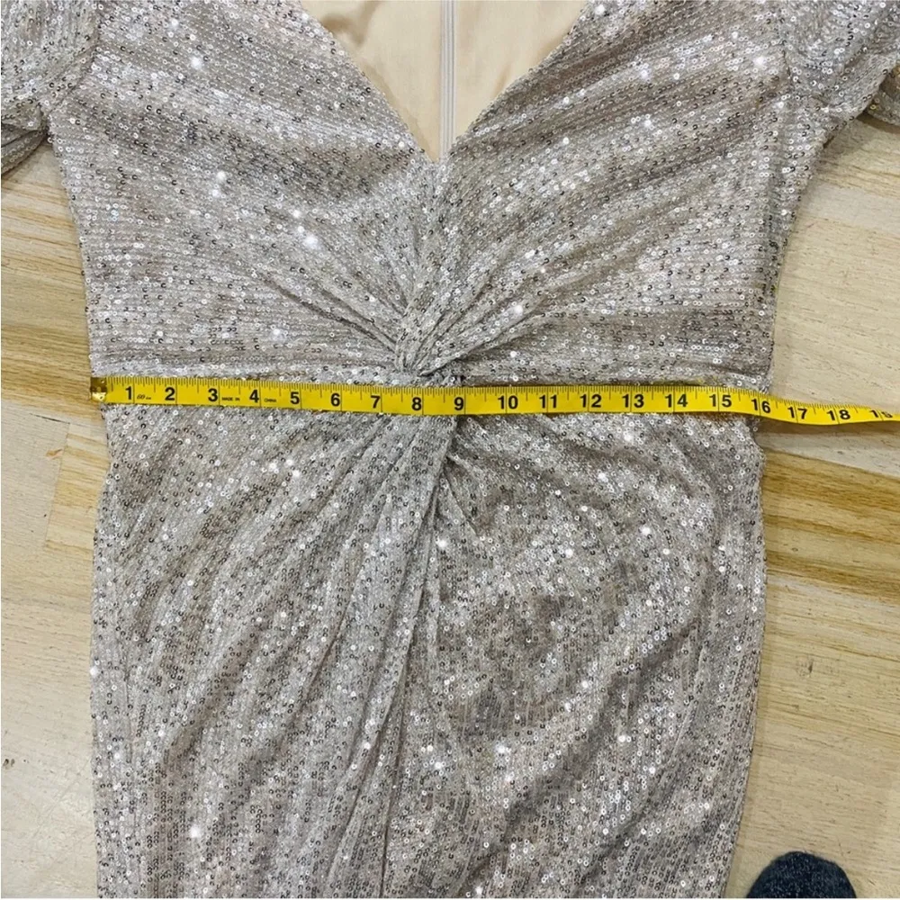 leena for Mac Duggal sequin knotted midi dress - Image 5