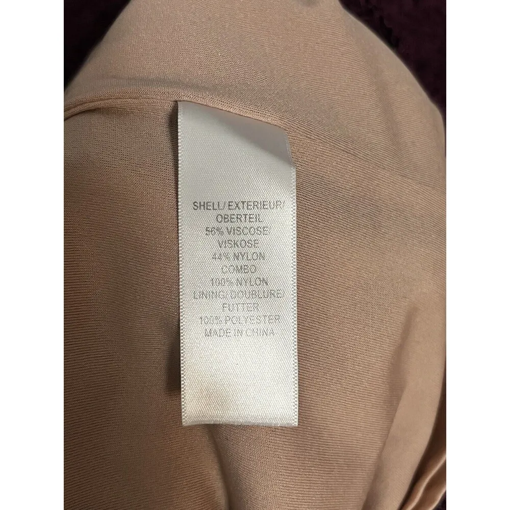 Adrianna Papell Burgundy Lace Sheath Zipper Short Cap Sleeve Dress Size 10 - Image 6