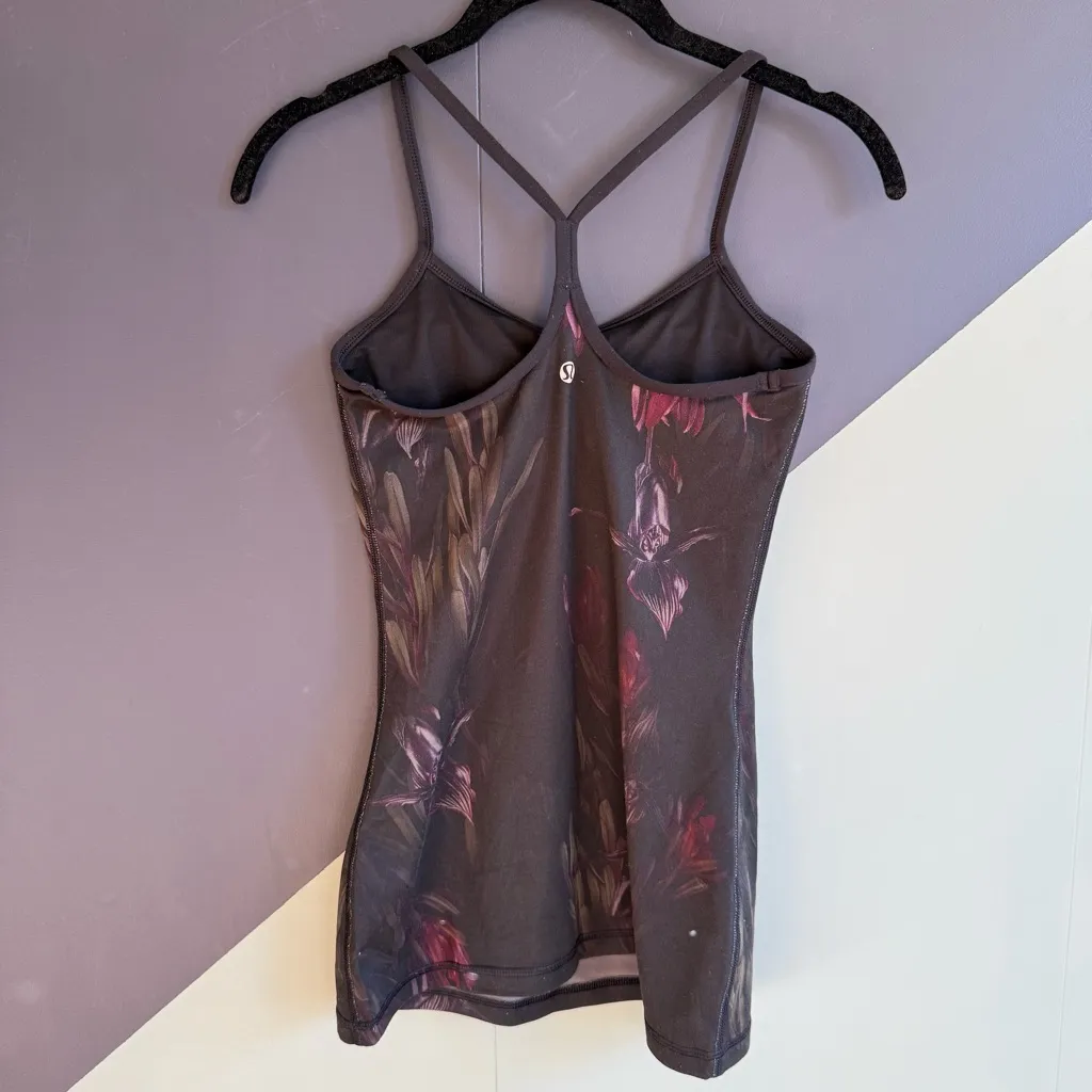 Lululemon Power Y Tank Luon Light, Midnight Iris Multi / Black, Size 2, VGUC - Image 2