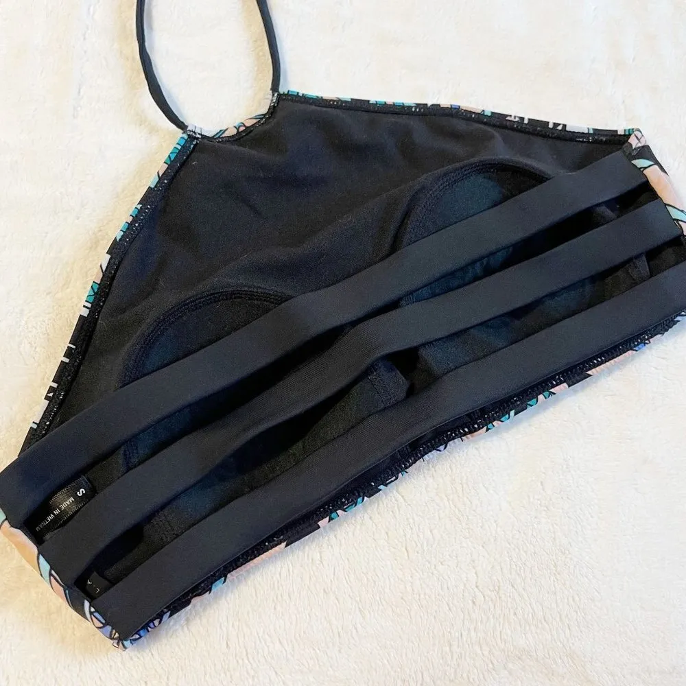 Tribal Print Halter Strappy Swim Top - Small - Image 3