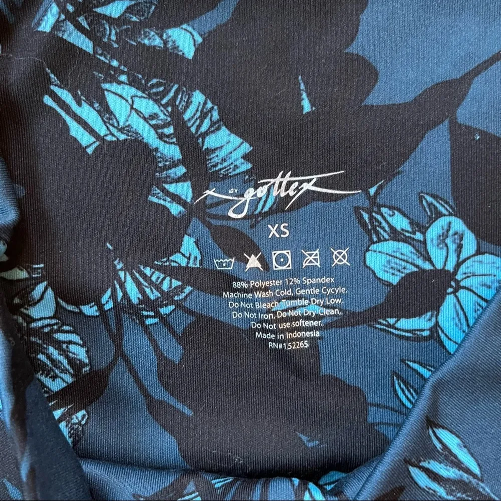 Gottex teal blue floral leggings size XS - Image 5