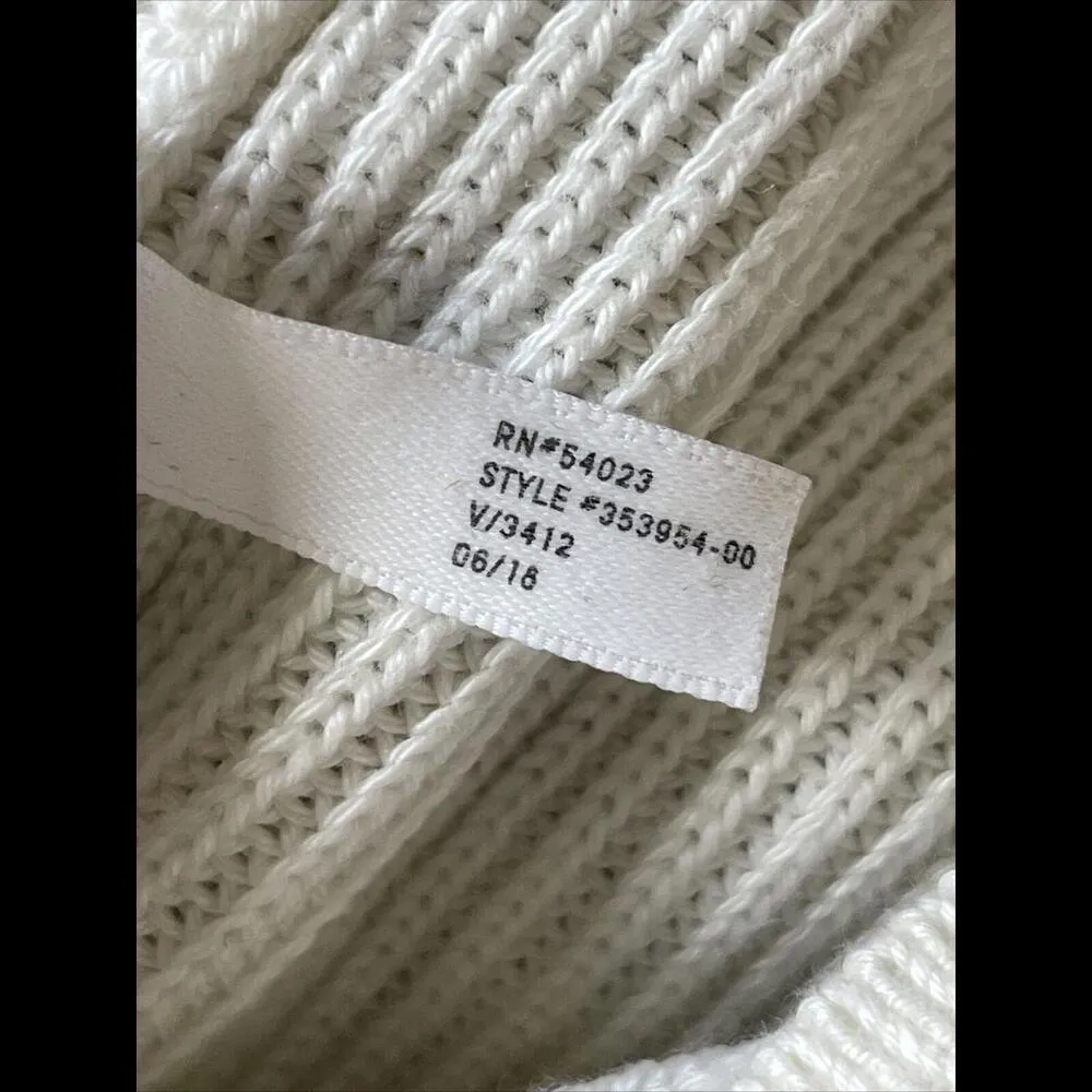 Athleta Womens Rest Day Asymmetrical Pullover Sweater White M Crew Neck Rib Knit - Image 7