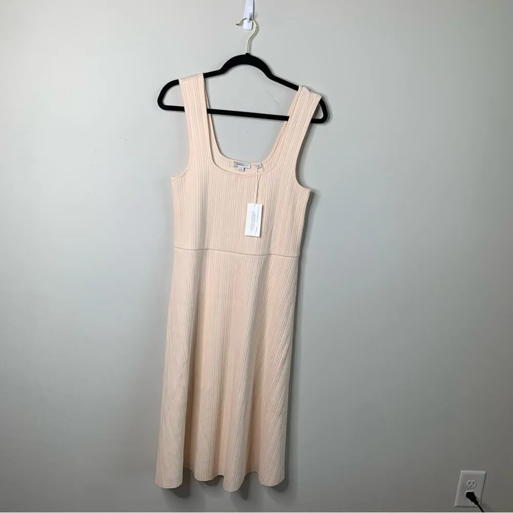 Vince ribbed cream‎ blush sweetheart tank sweater midi dress size XL - Image 3
