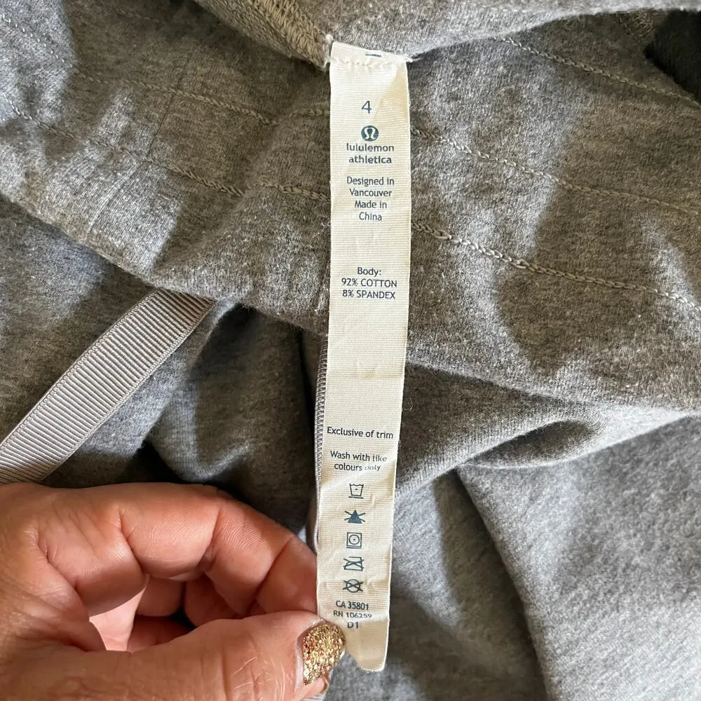 Lululemon Women's Gray Fold Over Drawstring Jersey Jogger Sweatpants Size 4 - Image 3