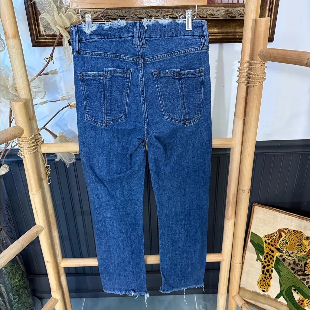 Good American Good Legs Distressed Waist Straight Leg Jeans Sz 6 💛🍄 - Image 3